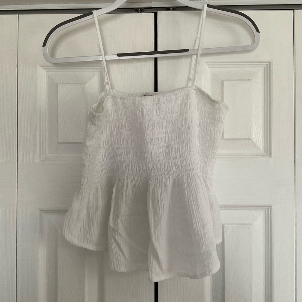 American Eagle Outfitters White Smocked Camisole